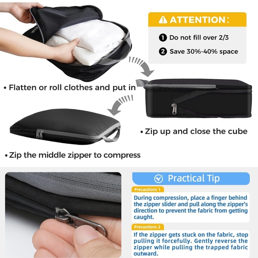 BAGAIL Black Travel Organizer Set, Men & Women - Picture 5 of 6